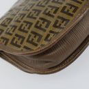 FENDI Zucchino Canvas Shoulder Bag Enamel Beige Brown Auth 154412-13