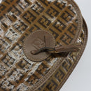 FENDI Zucchino Canvas Shoulder Bag Enamel Beige Brown Auth 154412-14