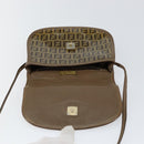 FENDI Zucchino Canvas Shoulder Bag Enamel Beige Brown Auth 154412-15