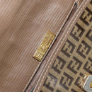 FENDI Zucchino Canvas Shoulder Bag Enamel Beige Brown Auth 154412-16