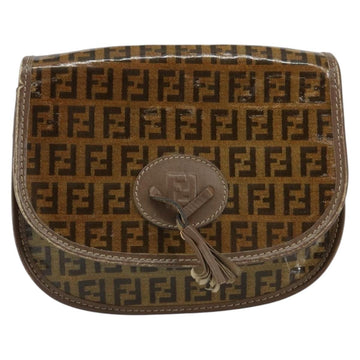 FENDI Zucchino Canvas Shoulder Bag Enamel Beige Brown Auth 154412 - 0
