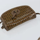 FENDI Zucchino Canvas Shoulder Bag Enamel Beige Brown Auth 154412-6