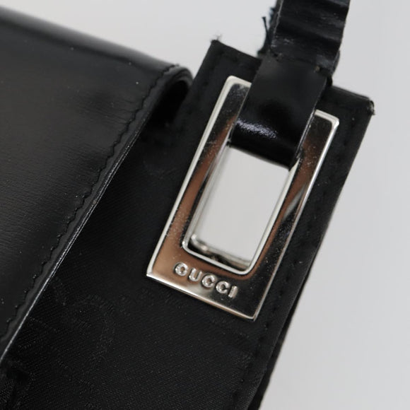 GUCCI GG Canvas Shoulder Bag Nylon Black Silver 001 3132 Auth 154414