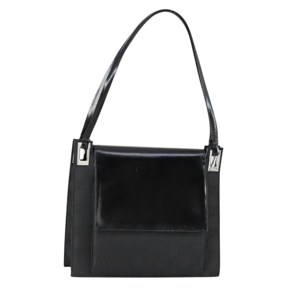 GUCCI GG Canvas Shoulder Bag Nylon Black Silver 001 3132 Auth 154414