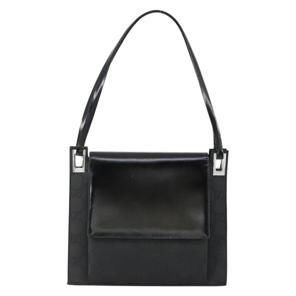 GUCCI GG Canvas Shoulder Bag Nylon Black Silver 001 3132 Auth 154414