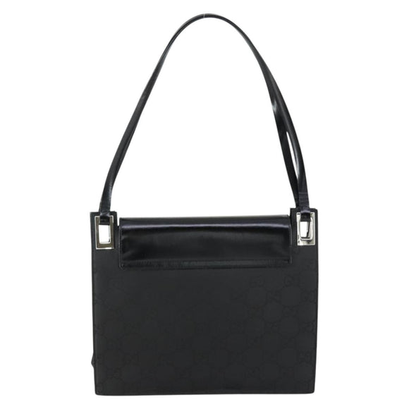 GUCCI GG Canvas Shoulder Bag Nylon Black Silver 001 3132 Auth 154414