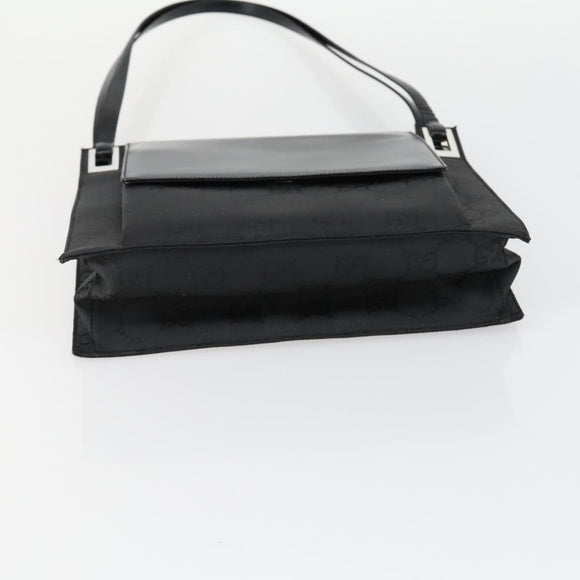 GUCCI GG Canvas Shoulder Bag Nylon Black Silver 001 3132 Auth 154414