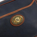 Burberrys Shoulder Bag Leather PVC Navy Gold Auth 154415-17