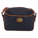 Burberrys Shoulder Bag Leather PVC Navy Gold Auth 154415-13