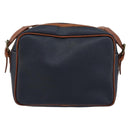 Burberrys Shoulder Bag Leather PVC Navy Gold Auth 154415-2