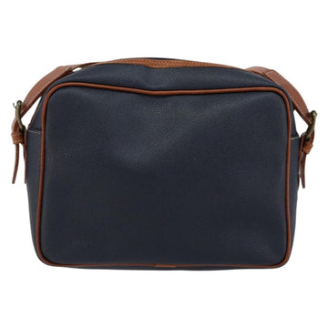 Burberrys Shoulder Bag Leather PVC Navy Gold Auth 154415 - 0