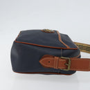 Burberrys Shoulder Bag Leather PVC Navy Gold Auth 154415-3