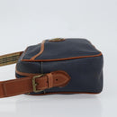 Burberrys Shoulder Bag Leather PVC Navy Gold Auth 154415-4