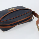 Burberrys Shoulder Bag Leather PVC Navy Gold Auth 154415-6