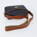 Burberrys Shoulder Bag Leather PVC Navy Gold Auth 154415-7