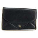 Christian Dior Shoulder Bag Leather Black gold Auth 154416-1