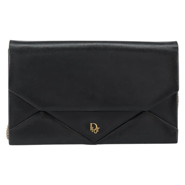 Christian Dior Shoulder Bag Leather Black gold Auth 154416 - 0