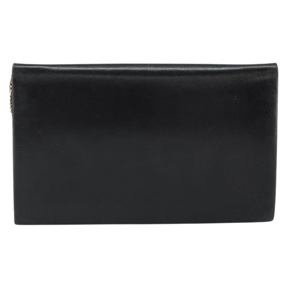 Christian Dior Shoulder Bag Leather Black gold Auth 154416