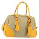 PRADA Hand Bag Canvas Beige Gold Auth 154417-1