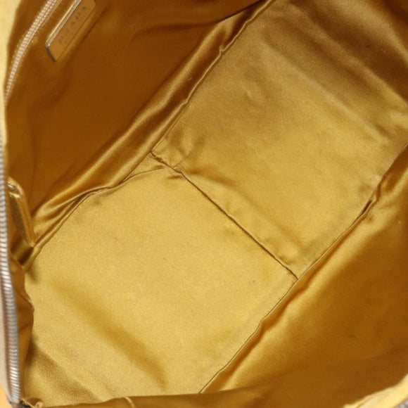 PRADA Hand Bag Canvas Beige Gold Auth 154417