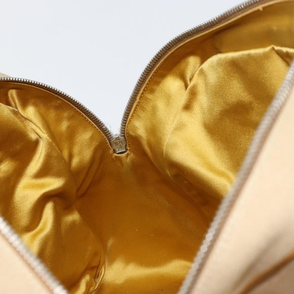 PRADA Hand Bag Canvas Beige Gold Auth 154417