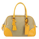 PRADA Hand Bag Canvas Beige Gold Auth 154417-13