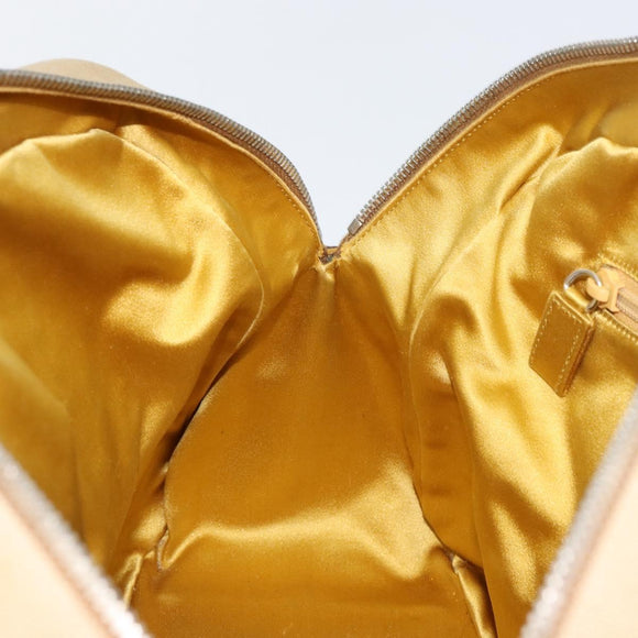 PRADA Hand Bag Canvas Beige Gold Auth 154417