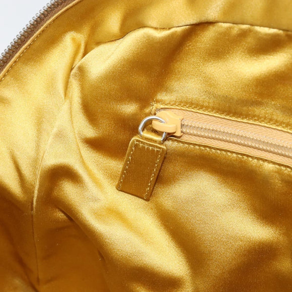 PRADA Hand Bag Canvas Beige Gold Auth 154417