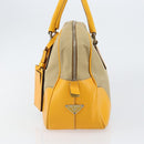 PRADA Hand Bag Canvas Beige Gold Auth 154417-3