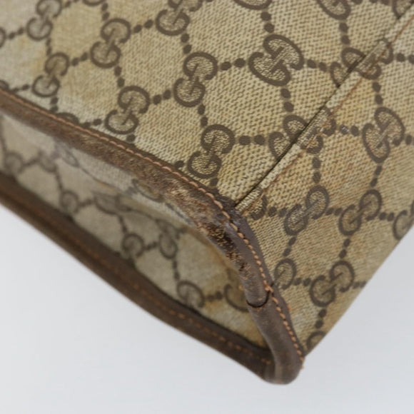 GUCCI GG Supreme Web Sherry Line Tote Bag PVC Beige Gold 010 378 Auth 154418