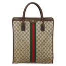 GUCCI GG Supreme Web Sherry Line Tote Bag PVC Beige Gold 010 378 Auth 154418-13