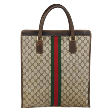 GUCCI GG Supreme Web Sherry Line Tote Bag PVC Beige Gold 010 378 Auth 154418 - 0