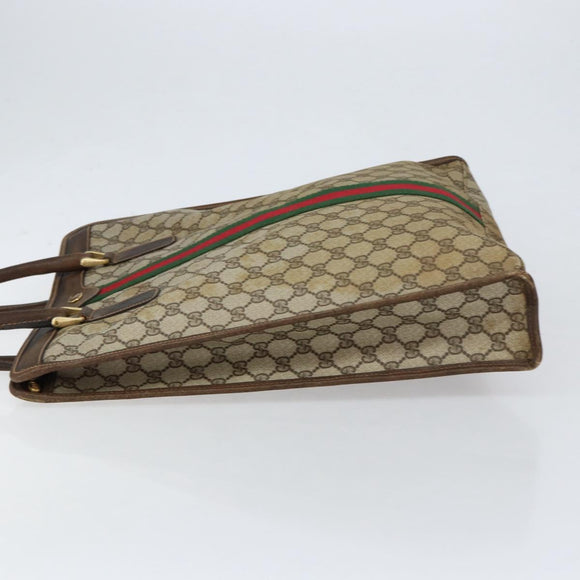GUCCI GG Supreme Web Sherry Line Tote Bag PVC Beige Gold 010 378 Auth 154418