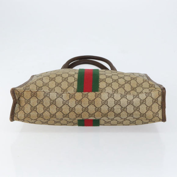 GUCCI GG Supreme Web Sherry Line Tote Bag PVC Beige Gold 010 378 Auth 154418