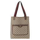 GUCCI GG Supreme Web Sherry Line Tote Bag PVC Beige Gold 002 58 6487 Auth 154419-2