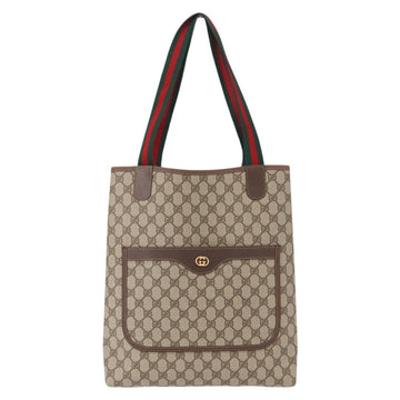 GUCCI GG Supreme Web Sherry Line Tote Bag PVC Beige Gold 002 58 6487 Auth 154419 - 0