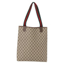 GUCCI GG Supreme Web Sherry Line Tote Bag PVC Beige Gold 002 58 6487 Auth 154419-3