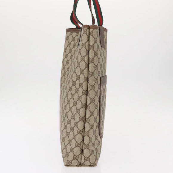GUCCI GG Supreme Web Sherry Line Tote Bag PVC Beige Gold 002 58 6487 Auth 154419
