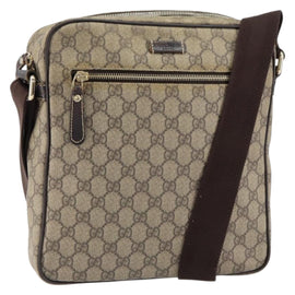 GUCCI GG Supreme Shoulder Bag PVC Beige Gold 201448 Auth 154420