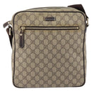GUCCI GG Supreme Shoulder Bag PVC Beige Gold 201448 Auth 154420-2
