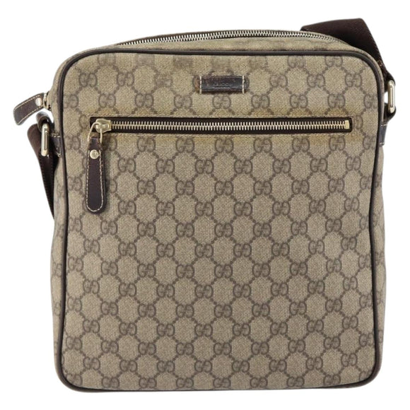 GUCCI GG Supreme Shoulder Bag PVC Beige Gold 201448 Auth 154420