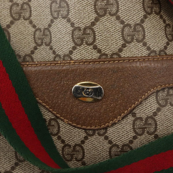 GUCCI GG Supreme Web Sherry Line Tote Bag PVC Beige Gold 39 02 003 Auth 154421