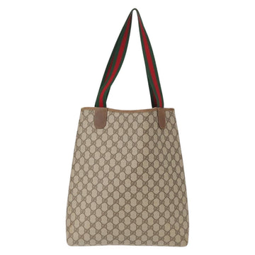 GUCCI GG Supreme Web Sherry Line Tote Bag PVC Beige Gold 39 02 003 Auth 154421 - 0