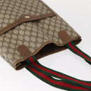 GUCCI GG Supreme Web Sherry Line Tote Bag PVC Beige Gold 39 02 003 Auth 154421-7