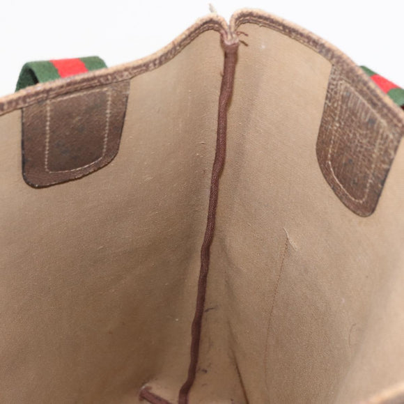 GUCCI GG Supreme Web Sherry Line Tote Bag PVC Beige 41 004 4465 Auth 154422