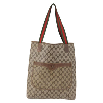 GUCCI GG Supreme Web Sherry Line Tote Bag PVC Beige 41 004 4465 Auth 154422 - 0