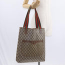GUCCI GG Supreme Web Sherry Line Tote Bag PVC Beige 41 004 4465 Auth 154422-21