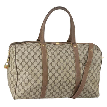 GUCCI GG Supreme Boston Bag PVC Leather 2way Beige Gold 012 14 6081 Auth 154424