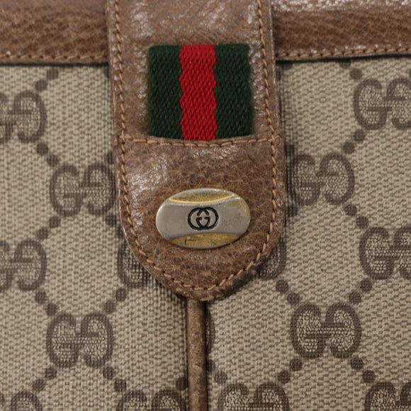 GUCCI GG Supreme Web Sherry Line Bag PVC Beige Gold 904 02 043 Auth 154427