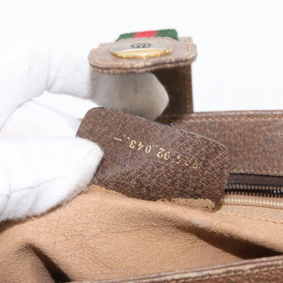 GUCCI GG Supreme Web Sherry Line Bag PVC Beige Gold 904 02 043 Auth 154427